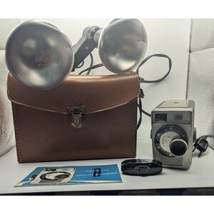 Kodak Brownie 8mm Movie Camera f/2.7 Vintage Lot Working Movie Light Case Manual